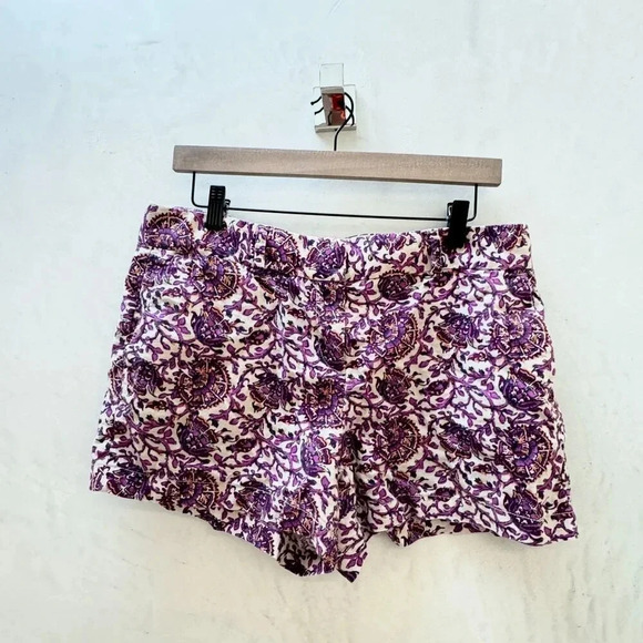 Ann Taylor Loft || Linen Shorts Purple Ivy Floral sz 8 - Picture 2 of 7